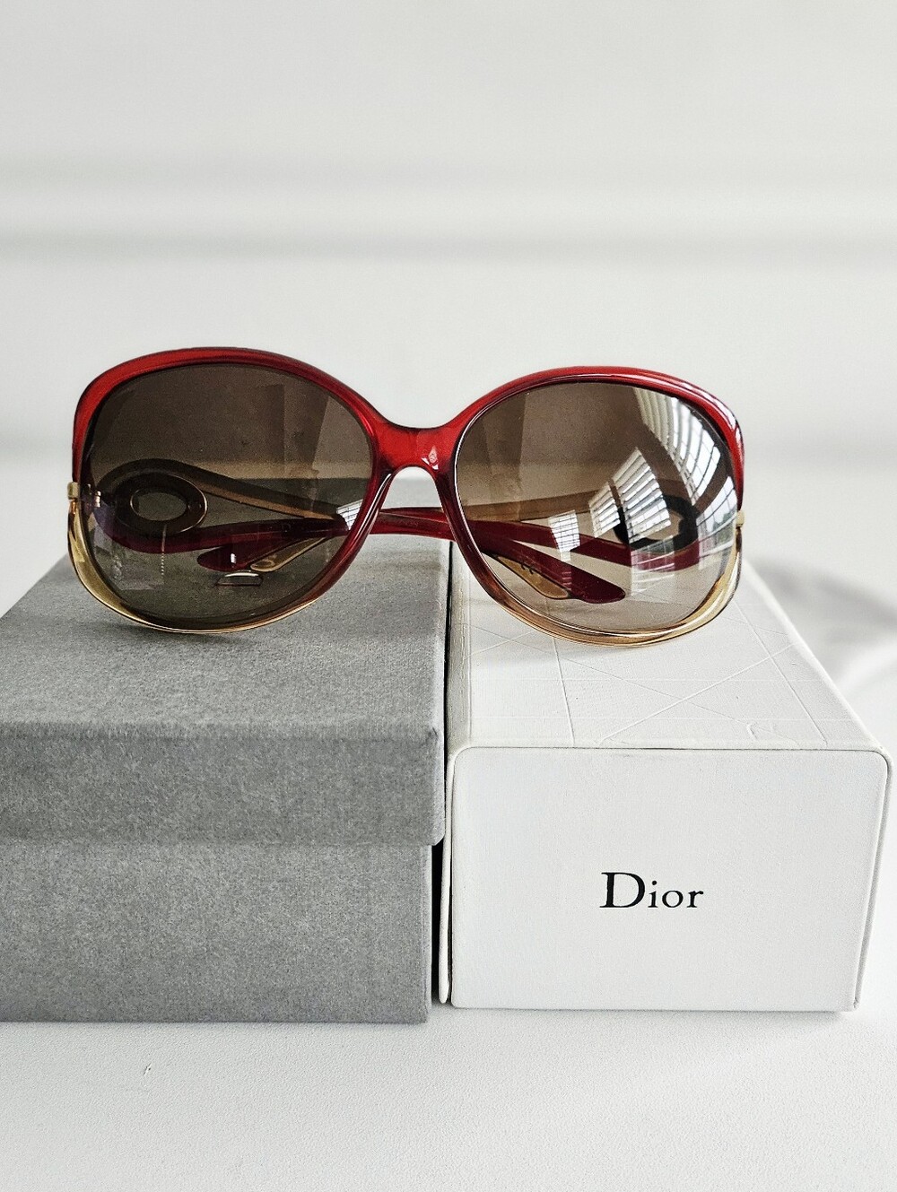 Dior Burgundy & Brown Two-tone Sunglasses - Picture 2 of 15